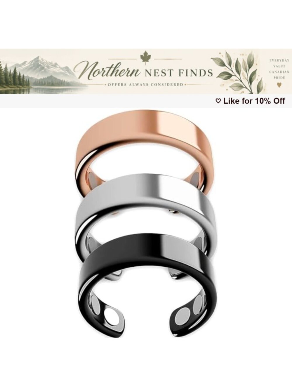 Stainless Steel Magnetic Therapy Ring Adjustable Design for Women Men